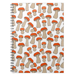 Caderno Espiral Cogumelos Vermelho sem fim sem costura ou Laranja