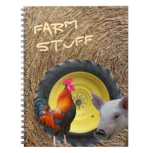 Caderno Espiral Coisas De fazenda, Trator, Hay, Rooster, Notebook 