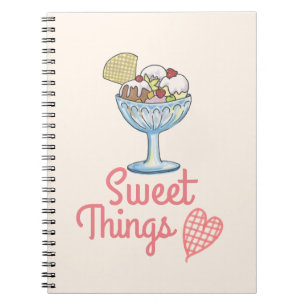 Caderno Espiral Coisas Doce - Sorvete Sundae Rosa
