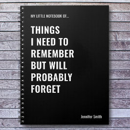 Caderno Espiral Coisas que preciso lembrar de uma citação engraçad