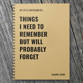 Caderno Espiral Coisas que preciso lembrar de uma citação engraçad