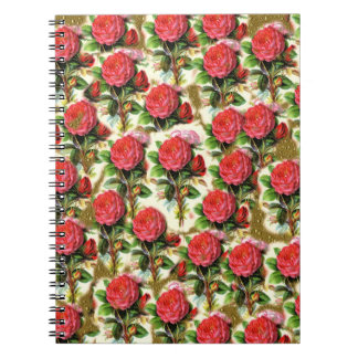 Caderno Espiral Colagem chique bonito do papel de parede da rosa