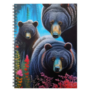 Caderno Espiral Colagem da família do urso
