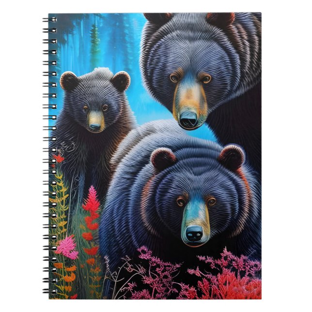 Caderno Espiral Colagem da família do urso (Frente)