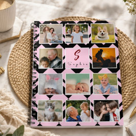 Caderno Espiral Colagem de 11 Fotos com Monograma e Nome Personali
