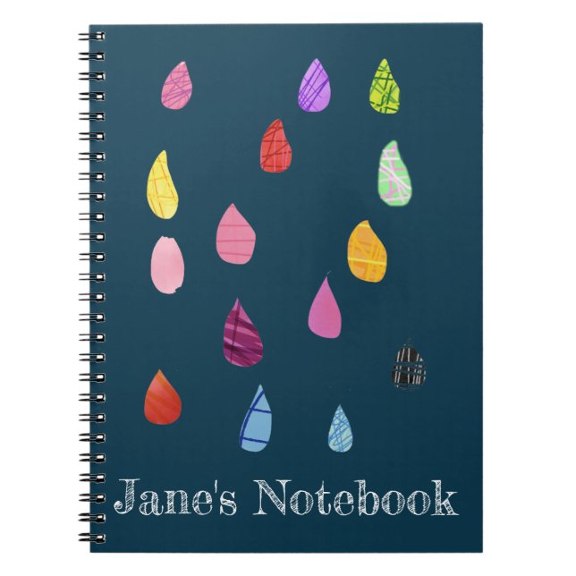 Caderno Espiral Colagem de arte de gotas de chuva, colagem boho fo (Frente)