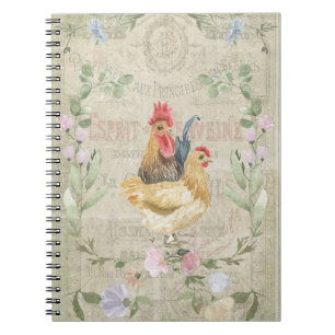 Caderno Espiral Colagem de colheita - galões e flores 