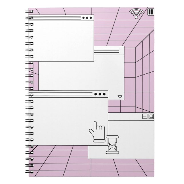 Caderno Espiral Colagem de elementos de interface do usuário. Cybe (Frente)