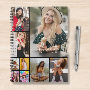 Caderno Espiral Colagem de Fotografias Múltiplas Simples Personali