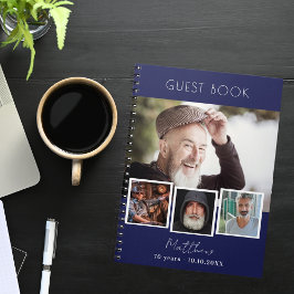 Caderno Espiral Colagem de fotos brancas azuis do marinho de anive