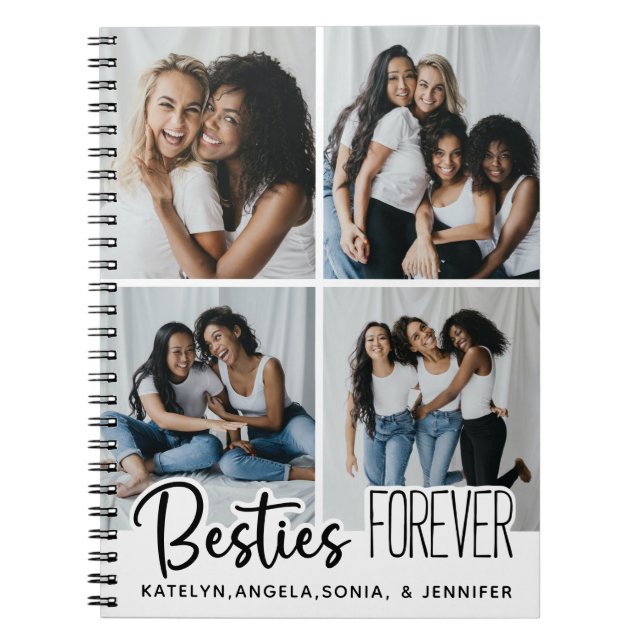 Caderno Espiral Colagem de Fotos Personalizada dos Melhores Amigos (Frente)