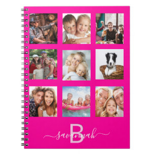 Caderno Espiral Colagem de fotos personalizada monograma diário ro