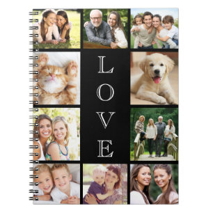 Caderno Espiral Colagem de Fotos Preto Amor