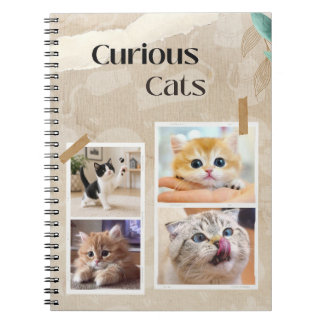 Caderno Espiral Colagem de Gatos Curiosos