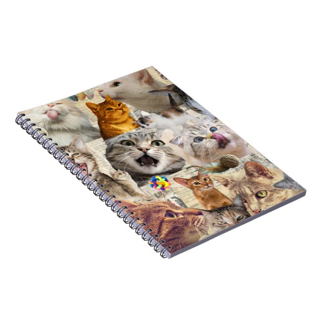 Caderno Espiral Colagem de Gatos e Brinquedos (Lado Direito)