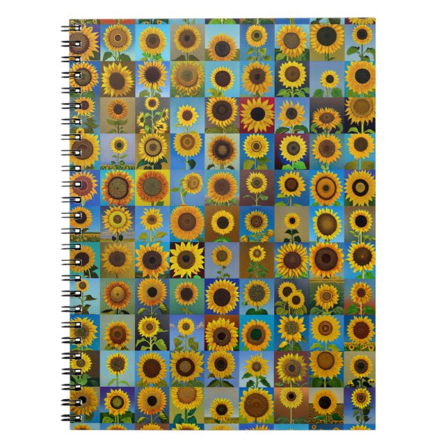 Caderno Espiral Colagem de girassóis (Frente)