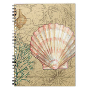 Caderno Espiral Colagem de Mapa Costeiro