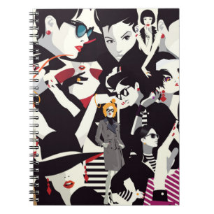 Caderno Espiral Colagem de meninas modestas: pop