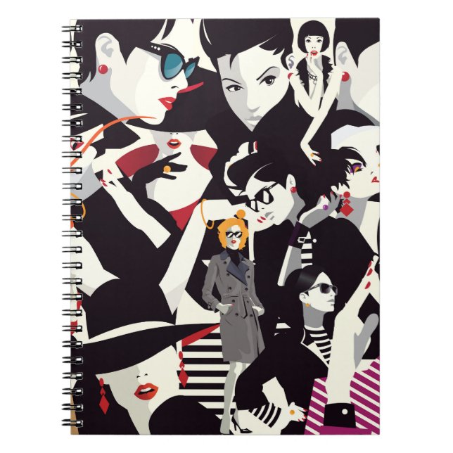 Caderno Espiral Colagem de meninas modestas: pop (Frente)