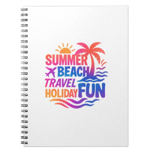 Caderno Espiral Colagem de Tipografia de Verão Vibrante com Fusíve