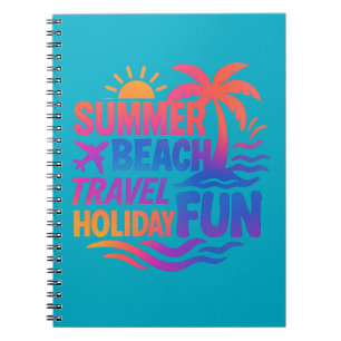 Caderno Espiral Colagem de Tipografia de Verão Vibrante com Fusíve
