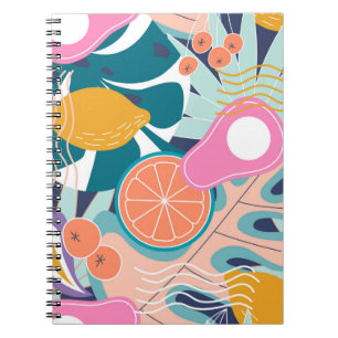 Caderno Espiral Colagem de um padrão floral uniforme moderno. Mode