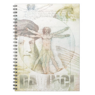 Caderno Espiral Colagem do homem de Leonardo da Vinci Vitruvian