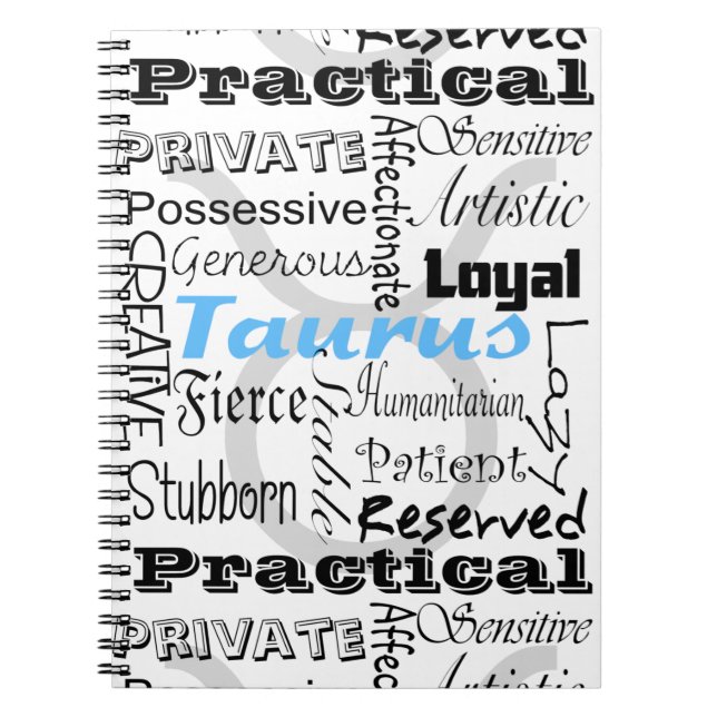 Caderno Espiral Colagem do Horoscópio Zodiac Taurus Astrology (Frente)