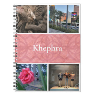 Caderno Espiral Colagem e nome do Ruddy Pink Batik