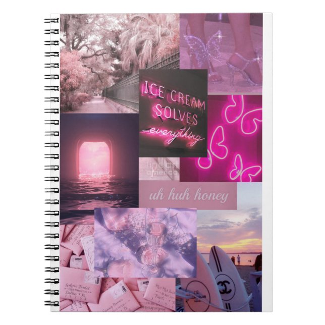 Caderno Espiral Colagem estética Libreta rosa (Frente)