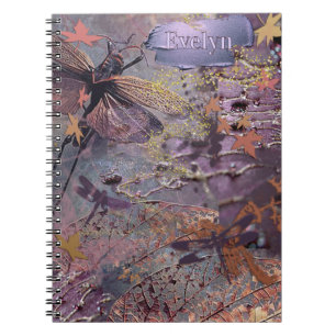 Caderno Espiral Colagem Fantasia Roxa de Outono