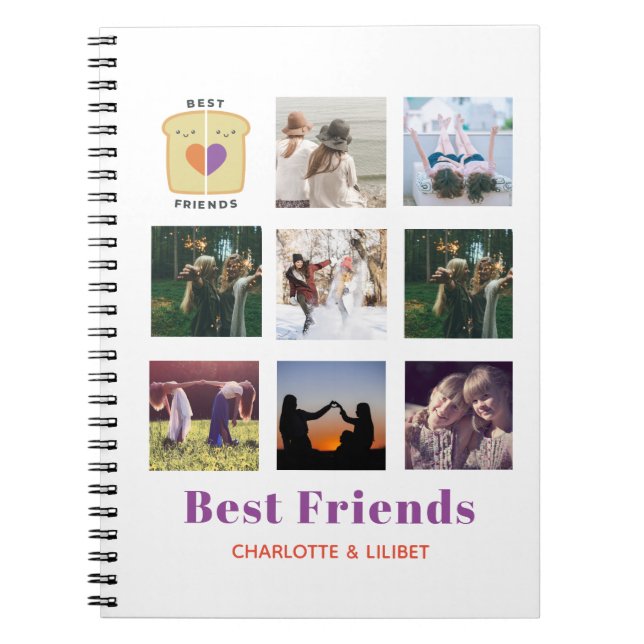 Caderno Espiral Colagem Fotográfica BFF Gift Peanutmanteiga Jelly  (Frente)