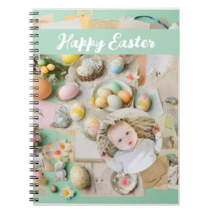 Caderno Espiral Colagem moderna de Páscoa para álbum de fotos 