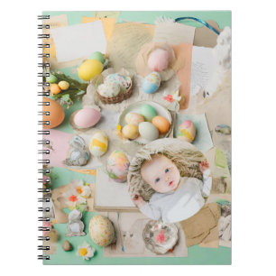 Caderno Espiral Colagem moderna de Páscoa para álbum de fotos