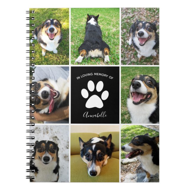 Caderno Espiral Colagem Personalizada de Cão 8 Fotográfica Pet Mem (Frente)
