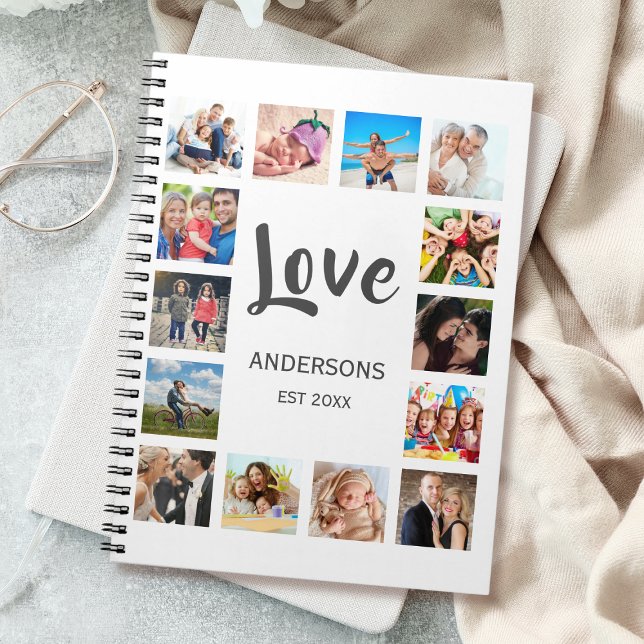 Caderno Espiral Colagem Personalizada de Fotos da Família Personal (Criador carregado)