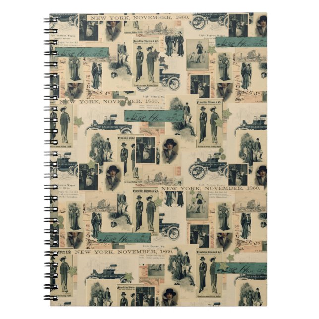 Caderno Espiral Colagem Vintage Fotos do Século 19 (Frente)