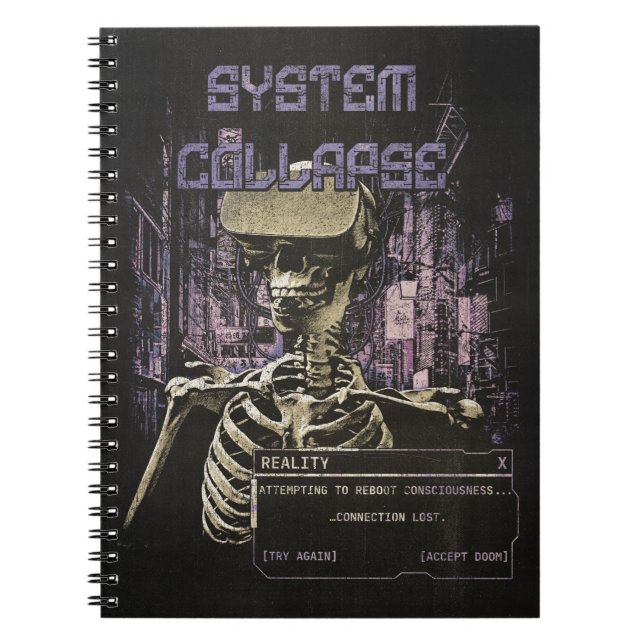 Caderno Espiral Colapso do Sistema - Streetwear Techno-Dystopian (Frente)