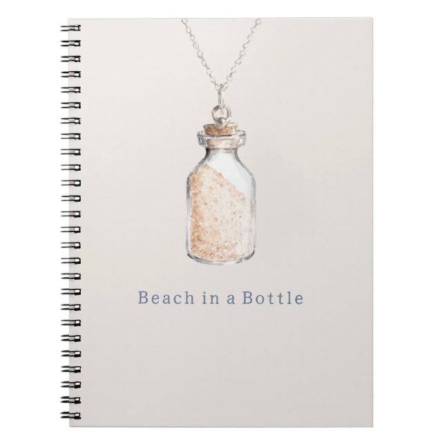 Caderno Espiral Colar de Praia em uma Garrafa (Frente)