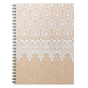 Caderno Espiral Colar Ornamental Branca sobre design tecido
