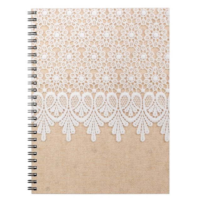Caderno Espiral Colar Ornamental Branca sobre design tecido (Frente)
