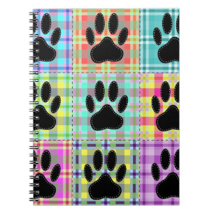 Caderno Espiral Colcha com Padrão de Pata de Cachorro