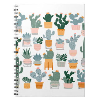 Caderno Espiral Coleção de Cactus em Design de Pote