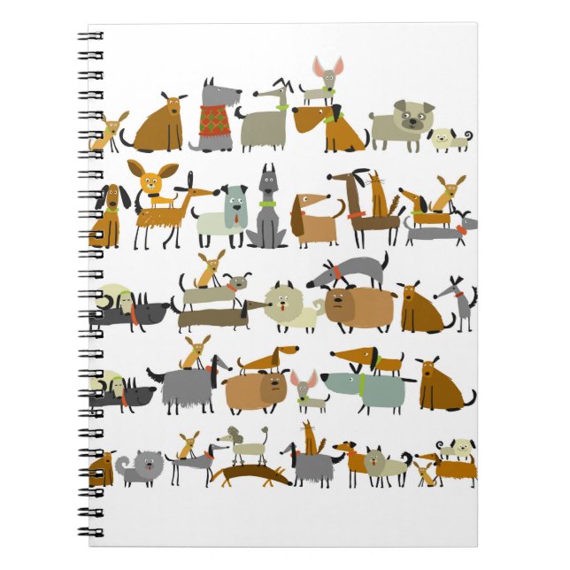 Caderno Espiral Coleção de cães bonitos, esboço, ilustração de vin (Frente)