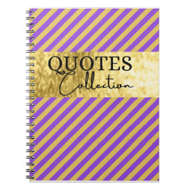 Caderno Espiral coleção de citações roxas e douradas