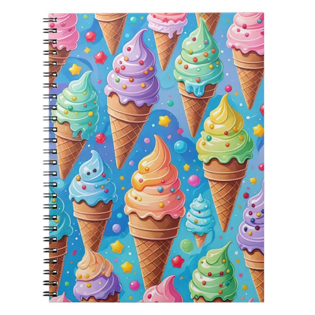Caderno Espiral Coleção de Cones de Sorvete de Verão (Frente)