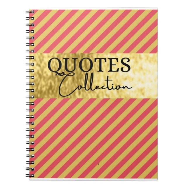 Caderno Espiral coleção de cotações de rosa e ouro (Frente)