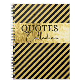 Caderno Espiral coleção de cotações em preto e ouro