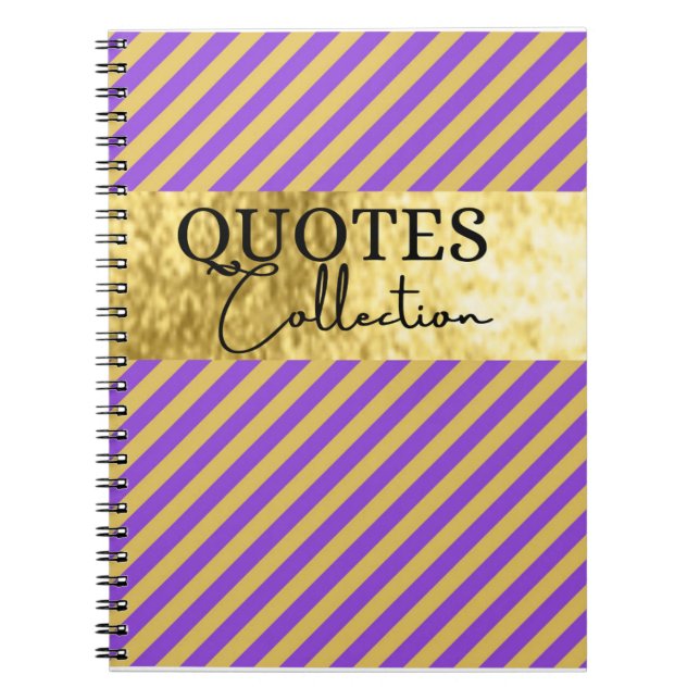 Caderno Espiral coleção de cotações em roxo e ouro (Frente)