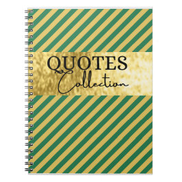 Caderno Espiral coleção de cotações verdes e douradas